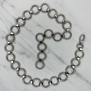 Chunky Silver Tone Open Circle Hoop Chain Link Belt Extra Small/Small (XS/S) ✨